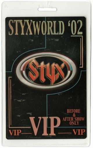 Styx Authentic 2002 Concert Laminated Backstage Pass Styxworld Tour Vip