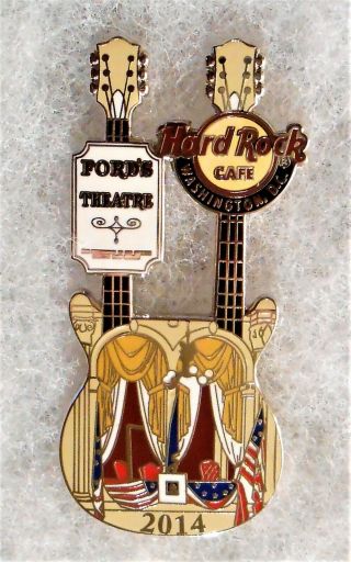 Hard Rock Cafe Washington Dc Fords Theatre Doubleneck Guitar Pin 75938