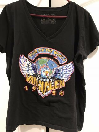 Van Halen 1984 Tour Of The World Official Evh Reprint T - Shirt Womens ? C Details