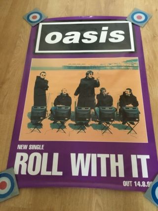 19 1995 Record Company Oasis ‘roll With It’ Promo Poster Noel Liam