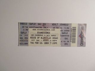 Evanescence Ticket Stub Las Vegas House Of Blues 2004