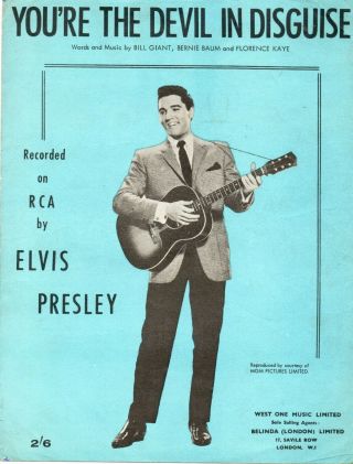 Elvis Presley Youre The Devil In Disguise Song Sheet