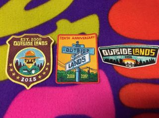 Outside Lands Music Festival Patches - 3 2015,  2016,  & 2017