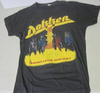 Dokken Under Lock And Key 1986 Tour T - Shirt Signed By George Lynch