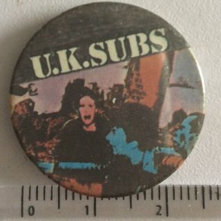Vintage Punk The U.  K.  Subs 25mm Pin Badge 1980s Band Music
