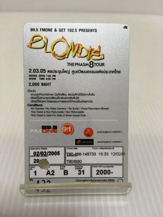 BLONDIE LIVE IN BANGKOK Mar 2000 　 stub ticket 2