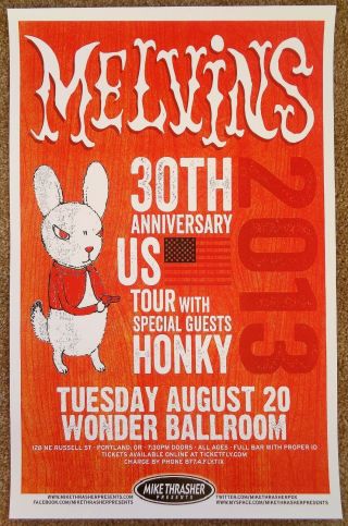 Melvins 2013 Gig Poster Portland Oregon Concert 30th Anniversary Usa Tour