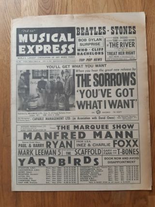 Nme Music Newspaper Dated November 12th 1965 Yardbirds