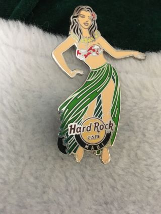 Hard Rock Cafe Pin Maui Hula Girl In Grass Skirt & Yellow Lei Doing Hula Dance