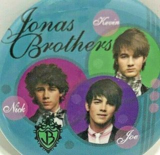 Vintage Jonas Brothers Pin Button Pinback Blue Photos Names