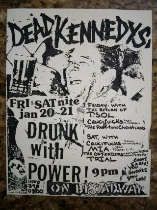 Dead Kennedys,  Tsol,  Crucif Cks,  Mia Rare 1984 San Francisco Punk Flyer
