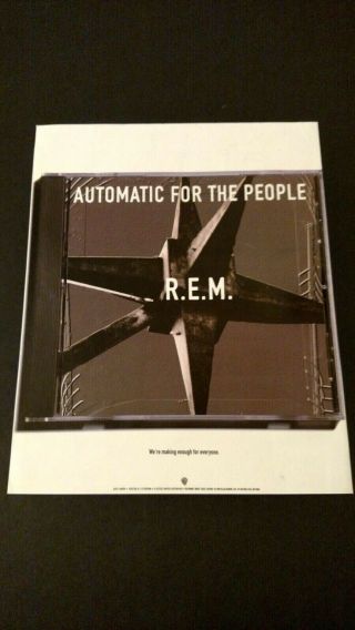 R.  E.  M.  " Automatic For The People " (1992) Rare Print Promo Poster Ad
