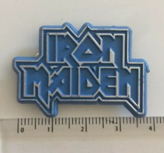Vtg Plastic 1980s Iron Maiden Heavy Metal Rock Band Pin Badge