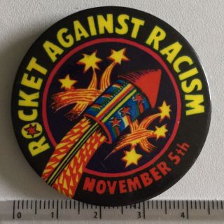 Vtg 1970s/80s Rocket Against Racism 45mm Pin Badge The Clash