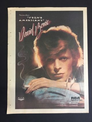 David Bowie " Young Americans " Rare 1975 11x14” Album Promo Ad