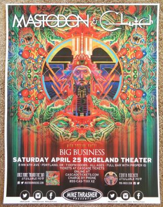 Mastodon & Clutch 2015 Gig Poster Portland Oregon Concert