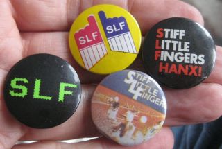 Stiff Little Fingers Slf Vintage 1970 - 80s Punk Rock Era X4 Tin Pin Badges