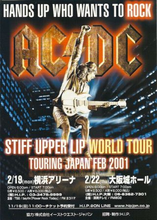 Ac/dc Stiff Upper Lip Mini Rock Concert Poster 2001 Japan Tour B5 Angus Young