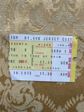 Very Rare Pink Floyd 1975 Jersey City Ticket Stub Wish You Were Here Nick Mason