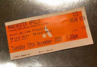 Duran Duran Ticket Stub - Manchester Apollo 12/12/2000 - Concert Memorabilia