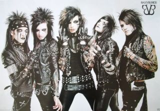 Black Veil Brides " Group In Make - Up & Leather - White Background " Poster