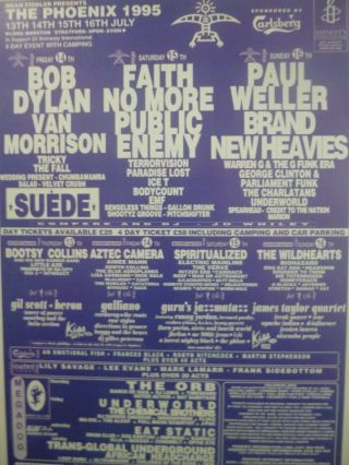 Phoenix Festival 1995 (bob Dylan,  Suede,  Faith No More) - Mini Press Poster