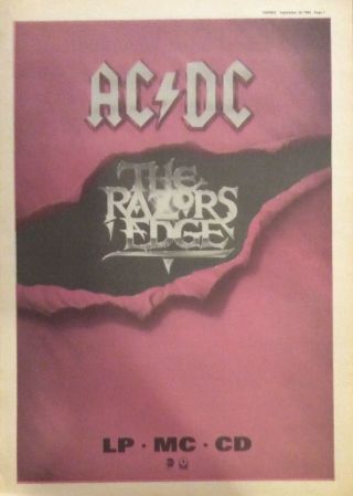 Ac/dc - Press Poster Advert - The Razors Edge - Plus 2 Judas Priest