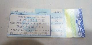 The Rolling Stones Concert Ticket Stub Dec.  20,  1989 Atlantic City Conv.  Center