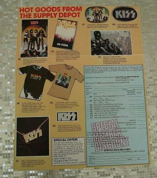 Kiss " Love Gun Hot Goods From The Supply Depot " Stamped Army Kit Order Form