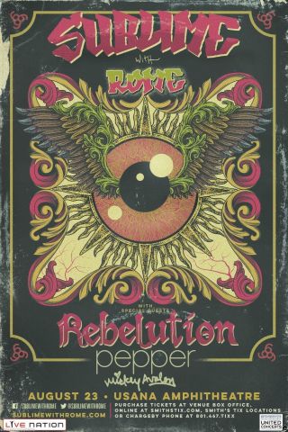 Sublime With Rome / Rebelution / Pepper 2015 Salt Lake City Concert Tour Poster