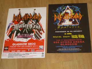 Def Leppard Live Music Memorabilia Scottish Tour Glasgow Concert Gig Posters X 2
