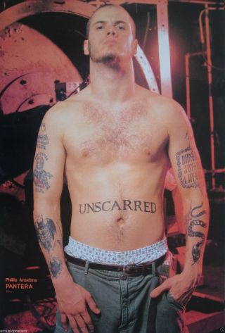 Pantera " Phil Anselmo Shirtless Showing Tattoos " Asian Poster - Heavy Metal Music