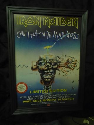 Iron Maiden Can I Play With Madness Vintage Single Page Advert Framed