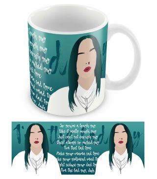 Billie Eilish Mug Bad Guy Lyrics Printed Ceramic Music Mug 10oz Printed Cup Mug