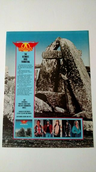 Aerosmith " Rock In A Hard Place " (1982) Rare Print Promo Poster Ad