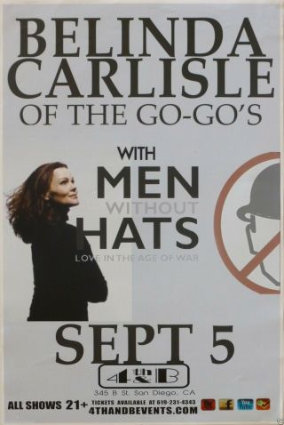 Belinda Carlisle & Men Without Hats 2012 San Diego Concert Tour Poster - Wave