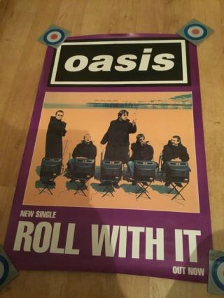 2 1995 Record Company Oasis ‘roll With It’ Promo Poster Noel Liam