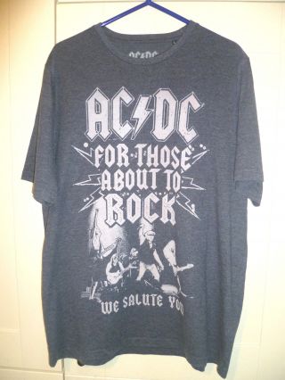 Ac/dc - 2016 Vintage " For Those About To Rock We Salute You " Grey T - Shirt (l)