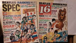 2 Vintage 16 Magazines: Summer 1966 Beatles & Beatles 60 Hidden Pix Collectibles