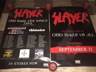 (2) Slayer Posters God Hates Us All 9/11 Killology Reign Pantera Lp Cd Dvd