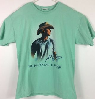 Kenny Chesney Shirt Large Big Revival Tour 2015 Green Country Music H27