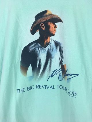 kenny chesney shirt Large Big Revival Tour 2015 Green country music H27 2