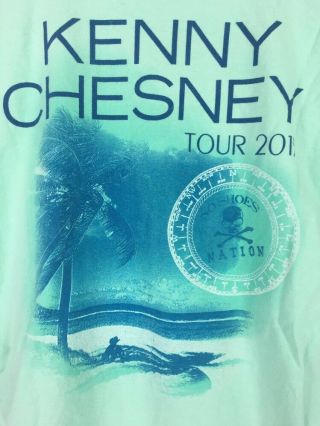 kenny chesney shirt Large Big Revival Tour 2015 Green country music H27 4
