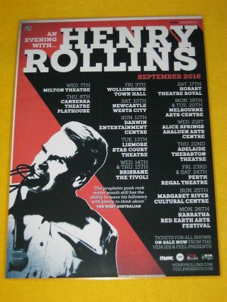 Henry Rollins - Black Flag - 2016 Australian Tour - Promo Tour Poster