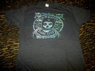 The Misfits Fiend Club T - Shirt Grey & Blue Green Logo Xl Goth Punk