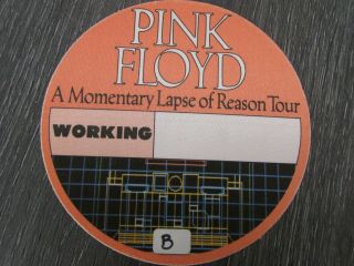 Pink Floyd A Momentary Lapse Of Reason Tour Otto Round Back Stage Pass