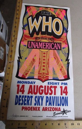 2000 Rock Roll Concert Poster The Who Unamerican Mark Arminski Signed Arizona