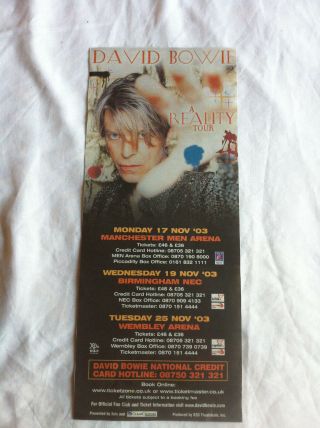 David Bowie 2003 Reality Tour Dates Tickets Newspaper Press Advert