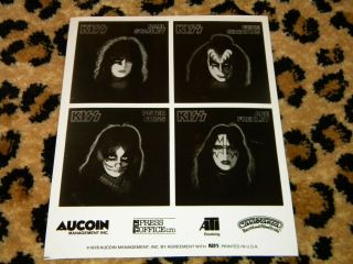 Kiss 1978 Promo Solo Albums Press Kit Photo