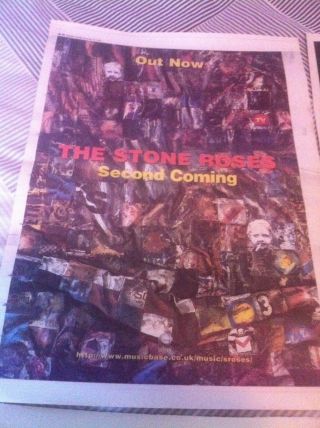 THE STONE ROSES - ADVERT SMALL POSTER second coming live she bangs 2
